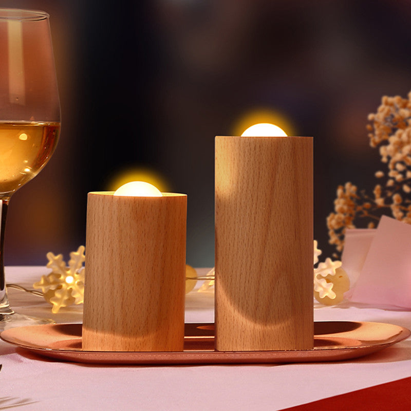 LZINA™ | Wooden Creative Candlelight Airflow Blowing Control Night Light
