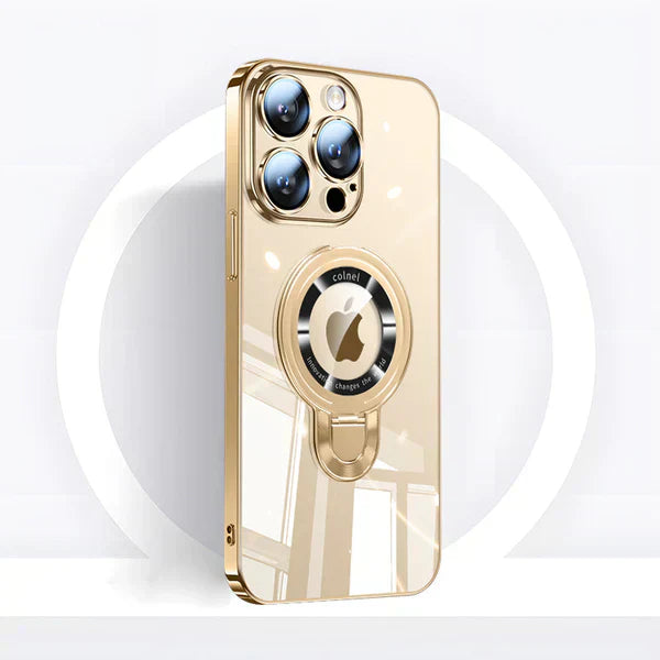 LZINA™ | iPhone MagSafe Series | Transparent electroplated rotating stand phone case