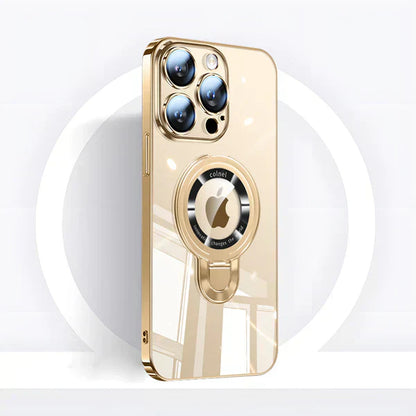 LZINA™ | iPhone MagSafe Series | Transparent electroplated rotating stand phone case