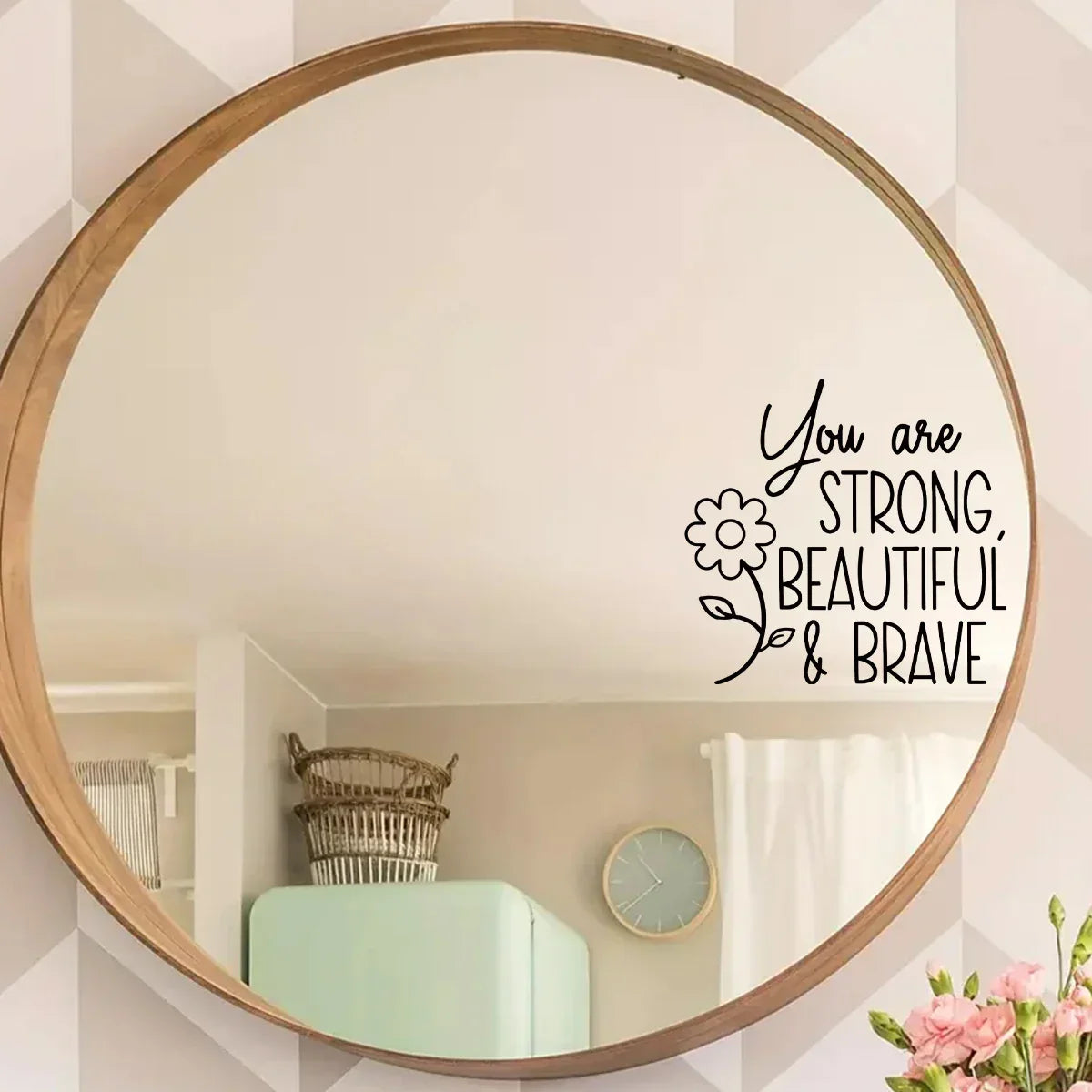 Daily Affirmation Quotes Mirror Stickers Removable Peel N Stick Vinyl Decals For Bathroom Bedroom Inspirational Home Decor Touches | Bowlift