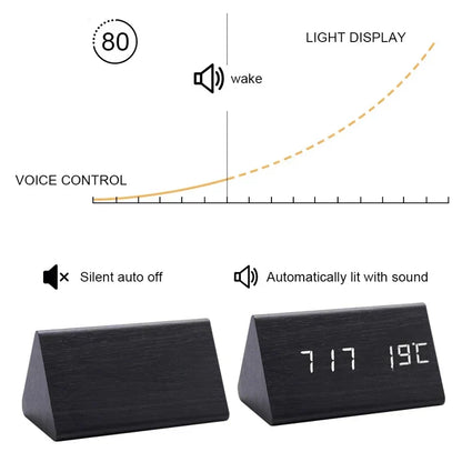 BowLift | Charms | Digital Wooden Alarm Clock | Including Temperature Display