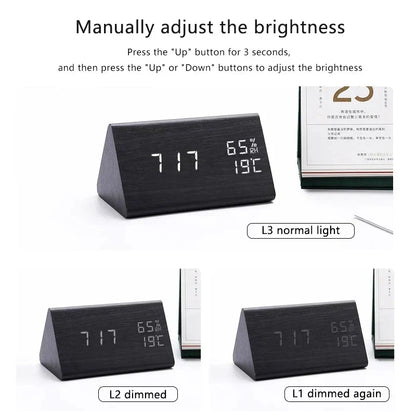 BowLift | Charms | Digital Wooden Alarm Clock | Including Temperature Display