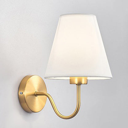 BowLift Contemporary Nordic Round Curved Rod Iron Wall Light with Fabric Shade - 1-Light Living Room Lamp