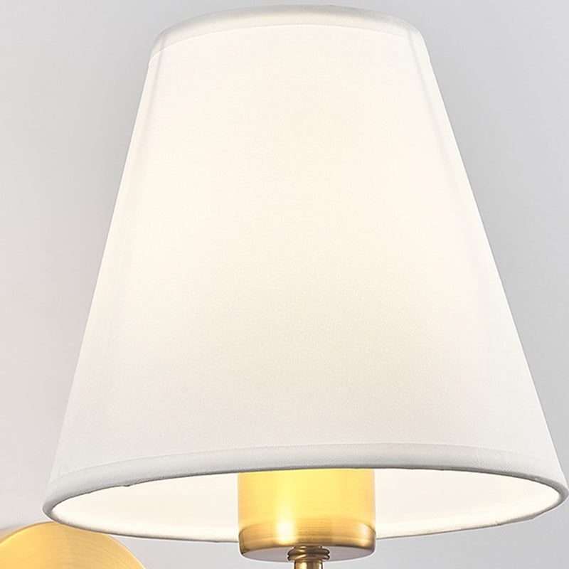BowLift Contemporary Nordic Round Curved Rod Iron Wall Light with Fabric Shade - 1-Light Living Room Lamp