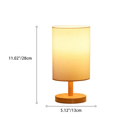 BowLift Traditional Japanese Cylinder Wood & Fabric 1-Light Table Lamp for Living Room – Elegant Ambient Lighting