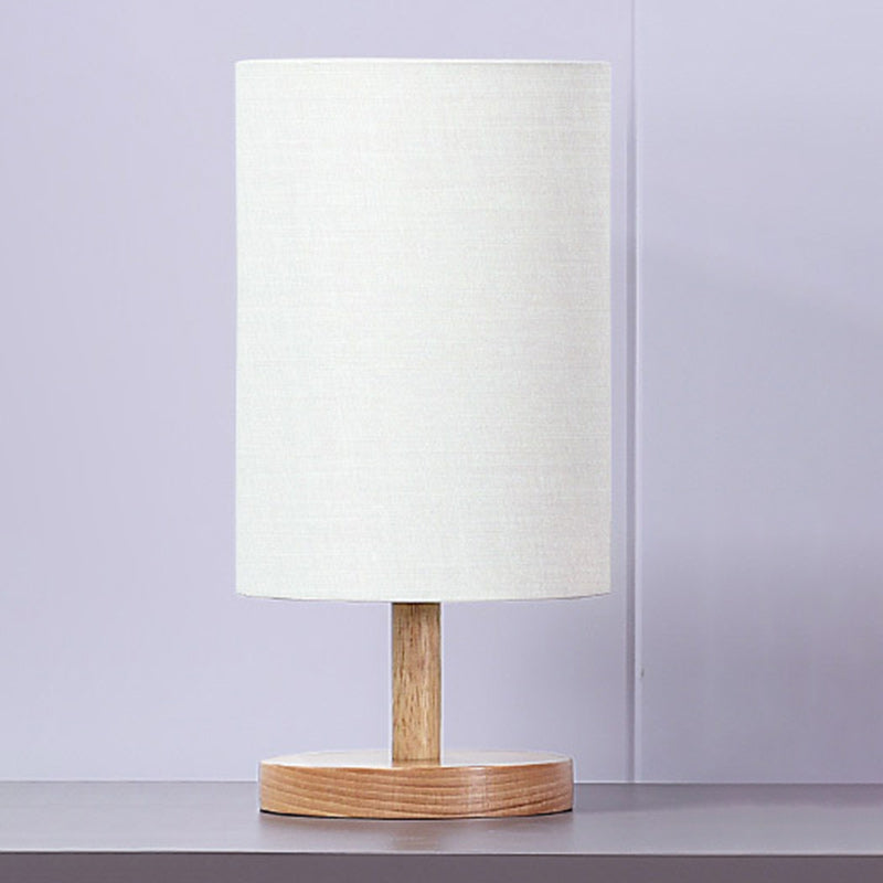 BowLift Traditional Japanese Cylinder Wood & Fabric 1-Light Table Lamp for Living Room – Elegant Ambient Lighting