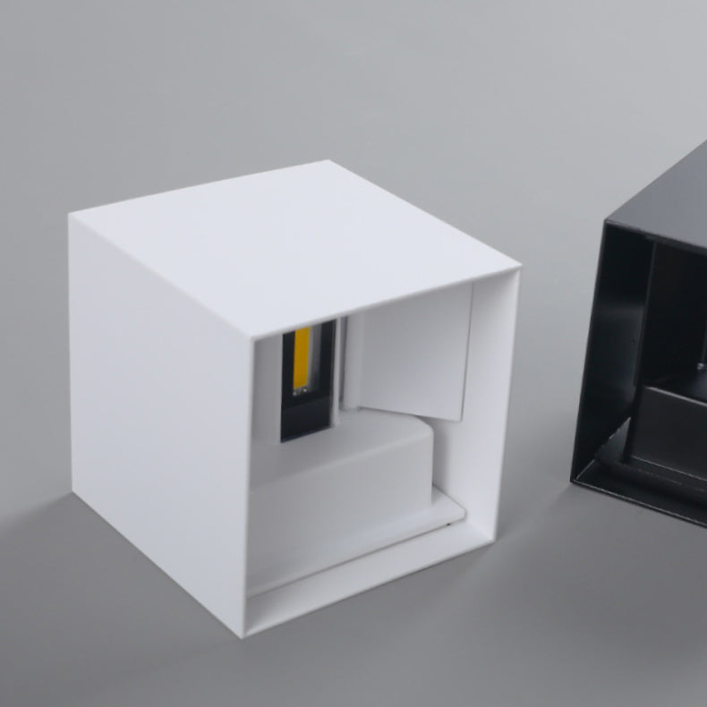 BowLift Modern Minimalist Waterproof Cube Up/Down Aluminum & Glass Induction LED Wall Light – Bedroom Lamp