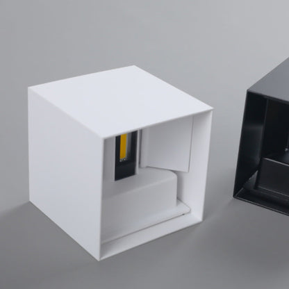 BowLift Modern Minimalist Waterproof Cube Up/Down Aluminum & Glass Induction LED Wall Light – Bedroom Lamp