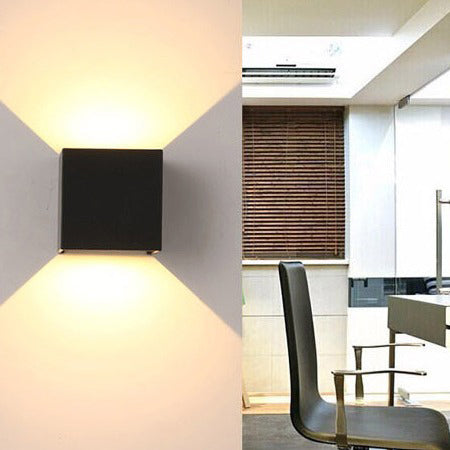 BowLift Modern Minimalist Waterproof Cube Up/Down Aluminum & Glass Induction LED Wall Light – Bedroom Lamp