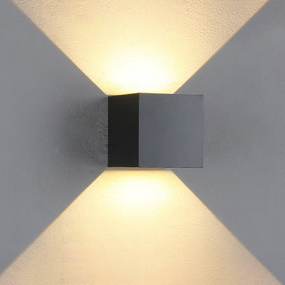 BowLift Modern Minimalist Waterproof Cube Up/Down Aluminum & Glass Induction LED Wall Light – Bedroom Lamp