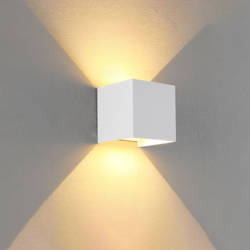 BowLift Modern Minimalist Waterproof Cube Up/Down Aluminum & Glass Induction LED Wall Light – Bedroom Lamp