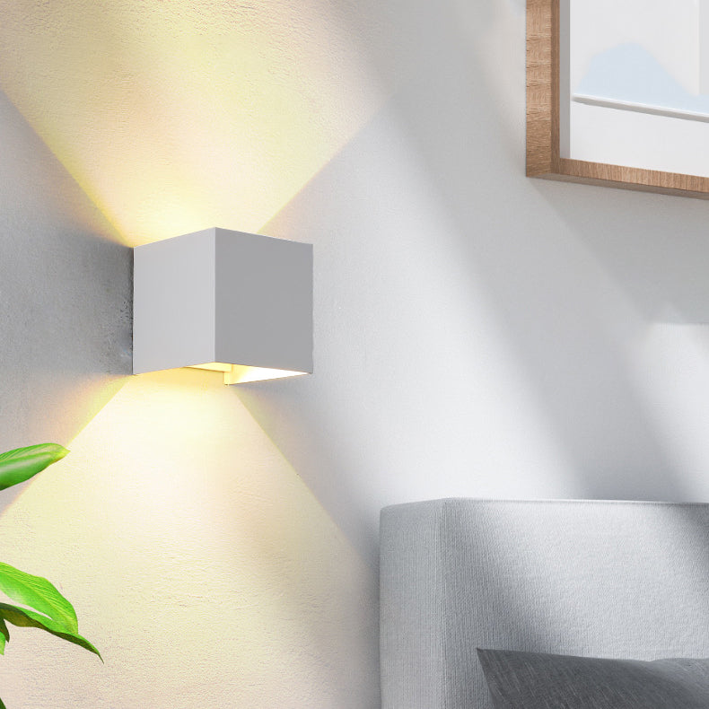 BowLift Modern Minimalist Waterproof Cube Up/Down Aluminum & Glass Induction LED Wall Light – Bedroom Lamp