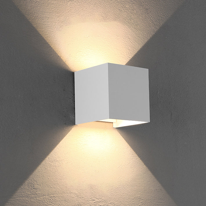 BowLift Modern Minimalist Waterproof Cube Up/Down Aluminum & Glass Induction LED Wall Light – Bedroom Lamp