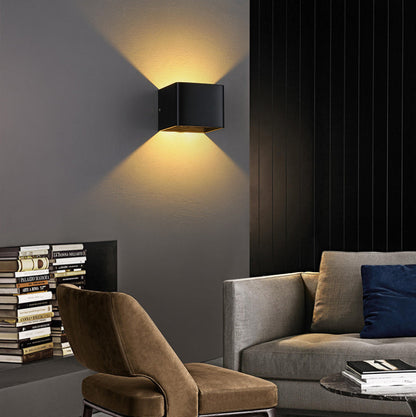 BowLift Modern Minimalist Waterproof Cube Up/Down Aluminum & Glass Induction LED Wall Light – Bedroom Lamp