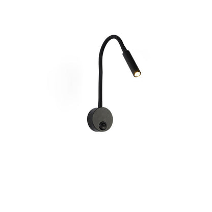 BowLift Modern Minimalist Iron Round LED Reading Wall Lamp with Flexible Bend Tube - Sleek Bedroom Sconce