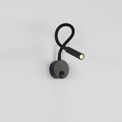 BowLift Modern Minimalist Iron Round LED Reading Wall Lamp with Flexible Bend Tube - Sleek Bedroom Sconce