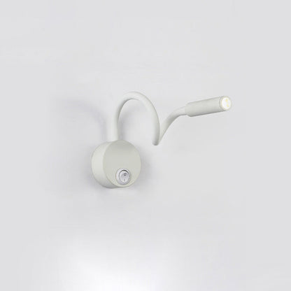 BowLift Modern Minimalist Iron Round LED Reading Wall Lamp with Flexible Bend Tube - Sleek Bedroom Sconce