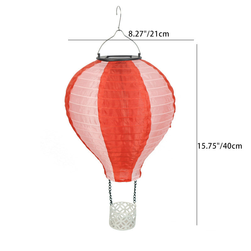 LZINA™ | Contemporary Creative Solar Hot Air Balloon Fabric Shade LED Outdoor Pendant Light for Terrace Outside