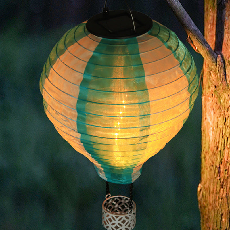 LZINA™ | Contemporary Creative Solar Hot Air Balloon Fabric Shade LED Outdoor Pendant Light for Terrace Outside