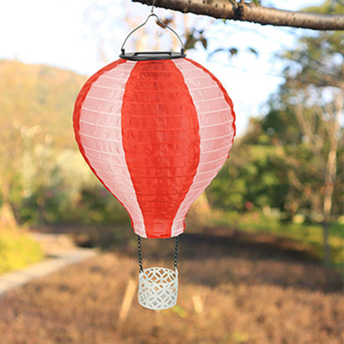 LZINA™ | Contemporary Creative Solar Hot Air Balloon Fabric Shade LED Outdoor Pendant Light for Terrace Outside