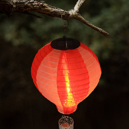 LZINA™ | Contemporary Creative Solar Hot Air Balloon Fabric Shade LED Outdoor Pendant Light for Terrace Outside