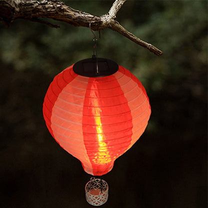 LZINA™ | Contemporary Creative Solar Hot Air Balloon Fabric Shade LED Outdoor Pendant Light for Terrace Outside