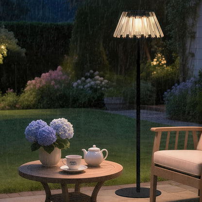 Contemporary Industrial Waterproof Solar USB Iron Glass Outdoor LED Standing Floor Lamp For Garden | Bowlift