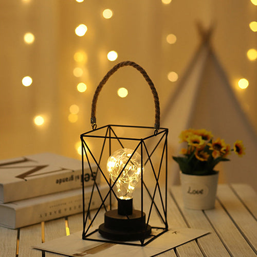 BowLift Modern Minimalist LED Table Lamp with Iron Frame — Vertical Striped Pattern, Square & Round Design for Living Room
