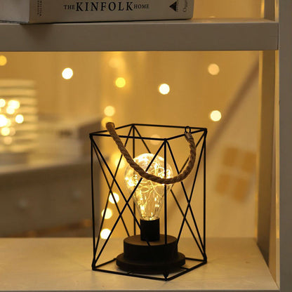 BowLift Modern Minimalist LED Table Lamp with Iron Frame — Vertical Striped Pattern, Square & Round Design for Living Room