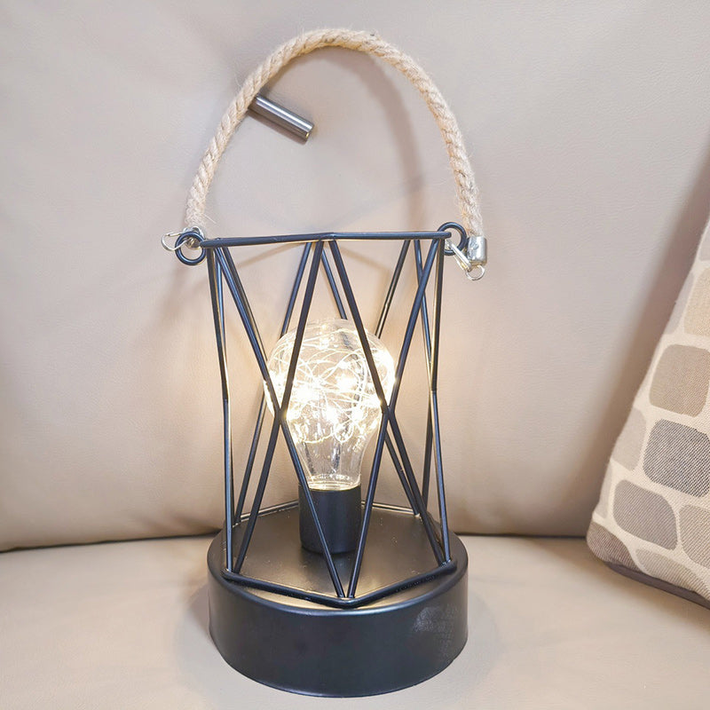 BowLift Modern Minimalist LED Table Lamp with Iron Frame — Vertical Striped Pattern, Square & Round Design for Living Room