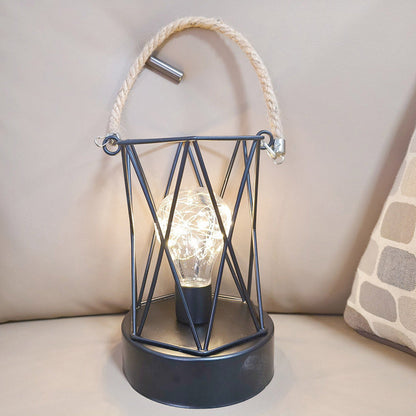 BowLift Modern Minimalist LED Table Lamp with Iron Frame — Vertical Striped Pattern, Square & Round Design for Living Room