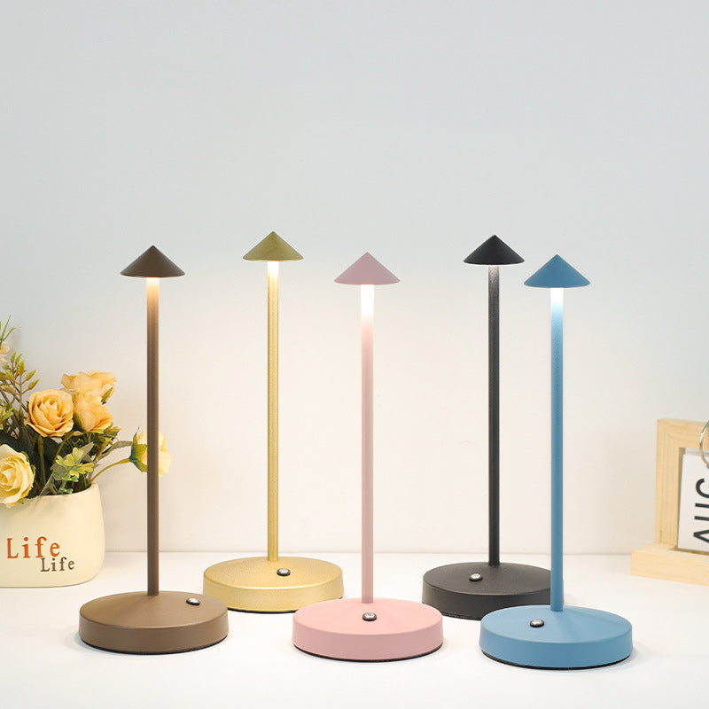 BowLift Modern Minimalist LED Table Lamp — Triangular, Cone & Round Forms in Acrylic Cylinder and Iron for Living Room