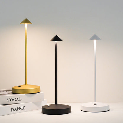 BowLift Modern Minimalist LED Table Lamp — Triangular, Cone & Round Forms in Acrylic Cylinder and Iron for Living Room