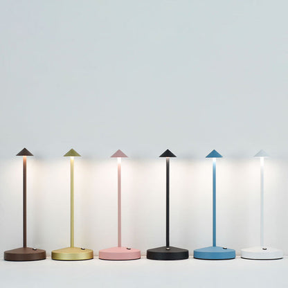 BowLift Modern Minimalist LED Table Lamp — Triangular, Cone & Round Forms in Acrylic Cylinder and Iron for Living Room