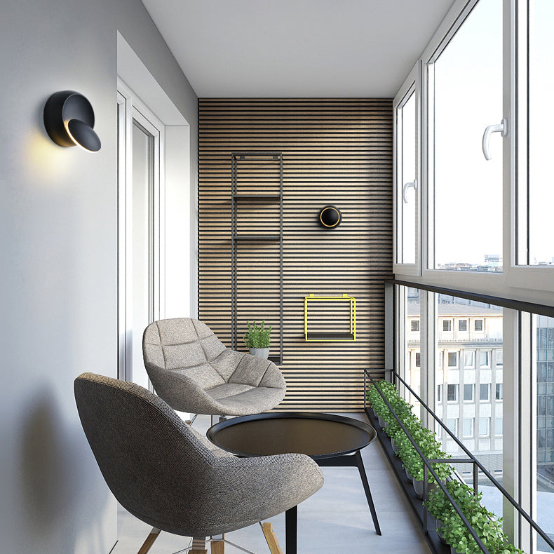 BowLift Contemporary Nordic Iron Round Eclipse Rotatable LED Wall Light — Ideal Bedside Nightstand Sconce