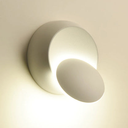BowLift Contemporary Nordic Iron Round Eclipse Rotatable LED Wall Light — Ideal Bedside Nightstand Sconce
