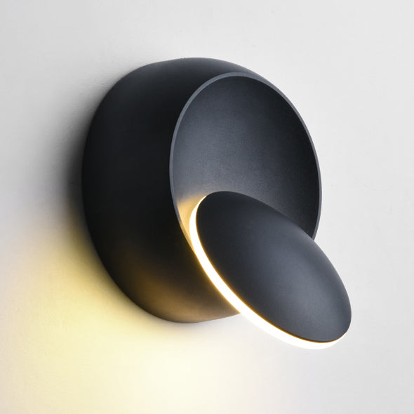 BowLift Contemporary Nordic Iron Round Eclipse Rotatable LED Wall Light — Ideal Bedside Nightstand Sconce