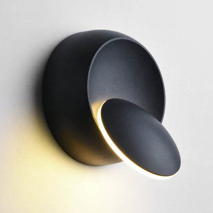 BowLift Contemporary Nordic Iron Round Eclipse Rotatable LED Wall Light — Ideal Bedside Nightstand Sconce