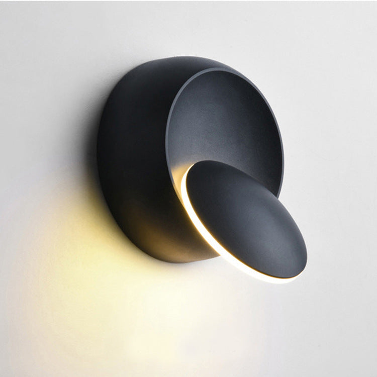 BowLift Contemporary Nordic Iron Round Eclipse Rotatable LED Wall Light — Ideal Bedside Nightstand Sconce
