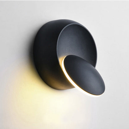 BowLift Contemporary Nordic Iron Round Eclipse Rotatable LED Wall Light — Ideal Bedside Nightstand Sconce