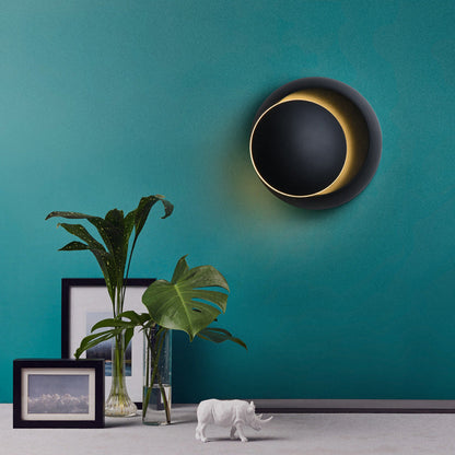BowLift Contemporary Nordic Iron Round Eclipse Rotatable LED Wall Light — Ideal Bedside Nightstand Sconce