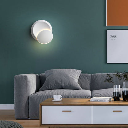 BowLift Contemporary Nordic Iron Round Eclipse Rotatable LED Wall Light — Ideal Bedside Nightstand Sconce
