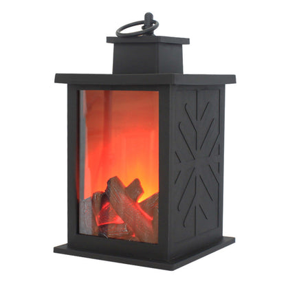 BowLift Contemporary Retro ABS LED Table Lamp with Simulated Flame Fireplace — Battery-Powered Round and Rectangular Living Room Lamp