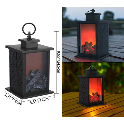 BowLift Contemporary Retro ABS LED Table Lamp with Simulated Flame Fireplace — Battery-Powered Round and Rectangular Living Room Lamp