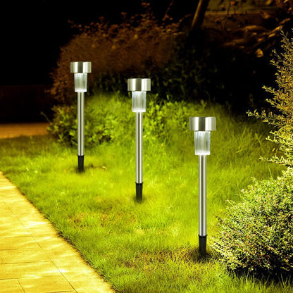 LZINA™ | Modern simplicity solar waterproof stainless steel cylinder LED landscape lighting outdoor light for the garden
