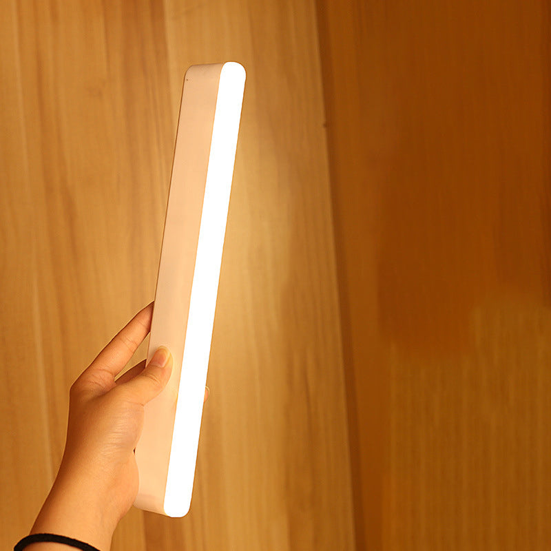 BowLift Modern Minimalist Rechargeable LED Wall Light with Magnetic Suction Cup, Rectangular Plastic Strip Night Light for Studying