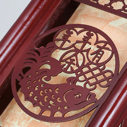 BowLift | Traditional Chinese Wood-PVC Cylinder Lantern Carved Fish 1-Light Pendant Lamp for the Dining Room