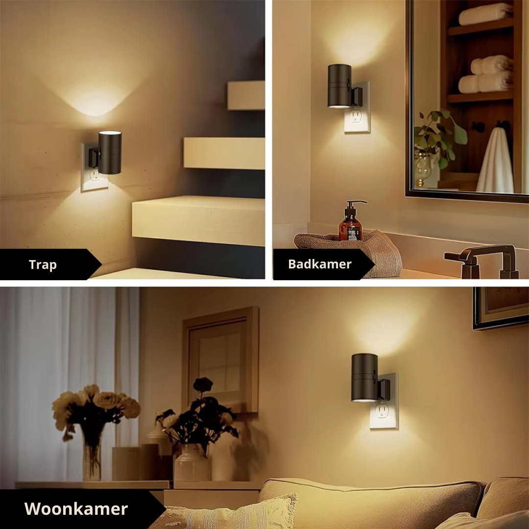 LZINA™ | Luxury Plug-In Ambient Night Light – Dimmable LED Wall Light with Sensor (3000K Warm Glow)