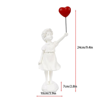 LZINA™ | Sculpture of a girl with balloon in Banksy style for table decoration and creative living room decoration
