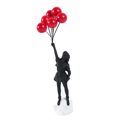 LZINA™ | Sculpture of a girl with balloon in Banksy style for table decoration and creative living room decoration